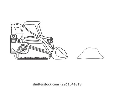 Hand drawn Vector illustration color children construction compact track loader (CTL)