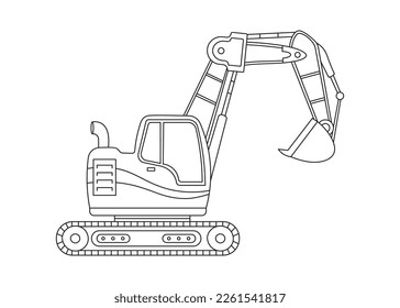 Hand drawn Vector illustration color children construction mini excavator