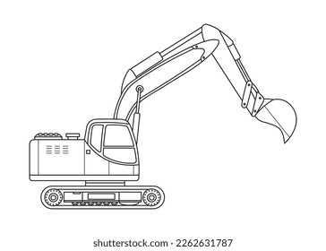 Hand drawn Vector illustration color children construction crawler excavator clipart