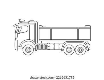 Hand drawn Vector illustration color children construction vehicle dump truck clipart