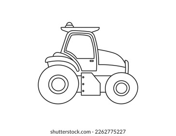 Dibujo manual Vector color de la ilustración niños construcción tractor clipart