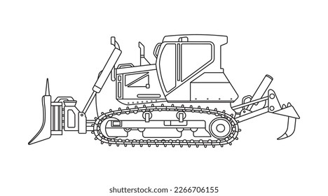 Hand drawn Vector illustration color children construction small dozer machine clipart