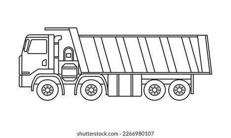 Hand drawn Vector illustration color children dump truck construction machine clipart