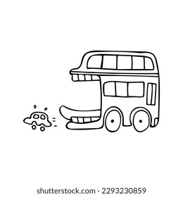 Hand drawn Vector illustration color children cartoon funny school bus clipart