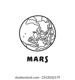 Hand drawn Vector illustration color children Mars icon flat design illustration