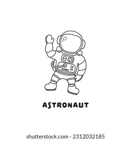 Hand drawn Vector illustration color children astronaut icon flat design illustration