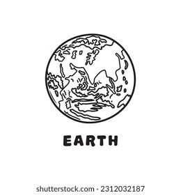 Hand drawn Vector illustration color children earth icon flat design illustration