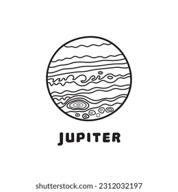 Hand drawn Vector illustration color children jupiter icon flat design illustration