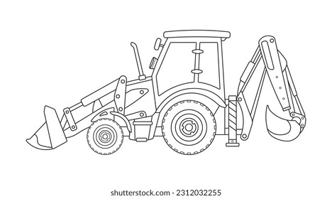 Hand drawn Vector illustration color children construction backhoe excavator construction machine clipart - Shutterstock ID 2312032255