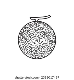 Hand drawn Vector illustration color children cute smiling fruit melon clipart