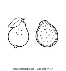 Dibujo manual Vector color de ilustración niños sonrientes guayaba de fruta clíparte