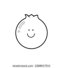 Hand drawn Vector illustration color children smiling fruit blueberry clipart