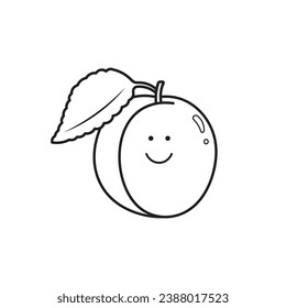 Hand drawn Vector illustration color children smiling fruit apricot clipart