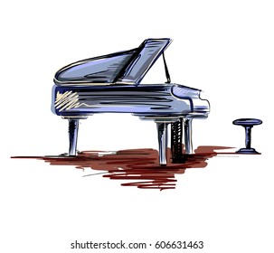 Hand drawn vector illustration color piano. Musical instrument. sketch. Vector eps 8