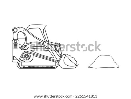 Hand drawn Vector illustration color children construction compact track loader (CTL)