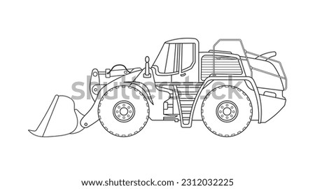 Hand drawn Vector illustration color children construction wheel loader construction vehicle clipart