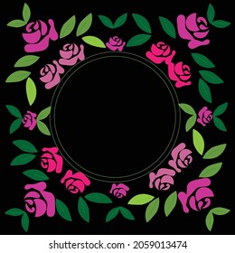 Ilustración vectorial dibujada a mano.
Marco floral colorido sobre fondo negro. Perfecto para imprimir en diferentes superficies, textiles y papel. Romántico y vintage.