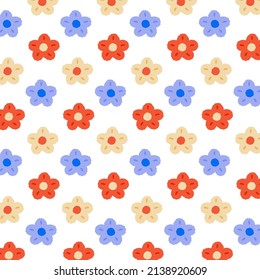 Hand drawn vector illustration of colorful flower pattern.