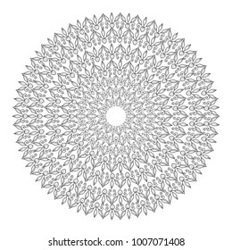Hand drawn vector illustration for coloring book. Beautiful lace art or mandala, consist from lovely liny elements, hearts, flowers, wave lines. Different elements in each art
