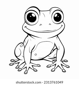 hand drawn vector illustration of a coloring book with a frog