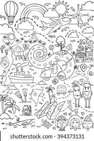 Hand drawn vector illustration for coloring book, of other design