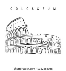 hand drawn vector illustration of Colosseum, Rome, Italy.