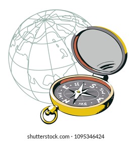 hand drawn vector illustration compass