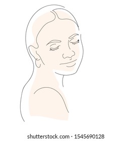 Hand drawn vector illustration for contemporary fashion concept. Portrait a woman beauty minimalist style.