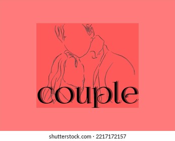 ilustración vectorial dibujada a mano de un abrazo de pareja, cosecha romántica 