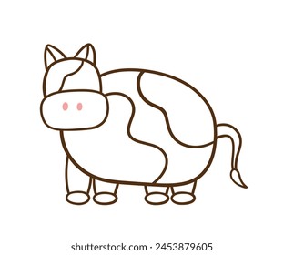 Hand drawn vector illustration of a cow farm animal in Line Art Drawing. Isolated objects. No face style flat design. Concept for children print Element Decoration