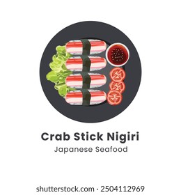 Hand drawn vector illustration of Crab Stick Nigiri