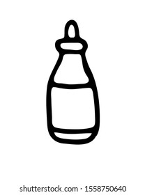 Hand drawn vector illustration 
with cream, serum or other cosmetics. Isolated on white background illustration with a hygienic theme for flyers, banners, booklets and other printed materials.