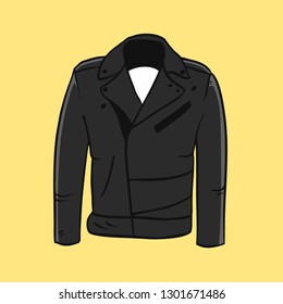 Hand drawn vector illustration. Creative black contour art work. Ink fashion illustration. Vector illustration leather jacket. Hand drawn leather jacket. - Vector