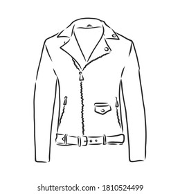 Handgezeichnete Vektorgrafik. Kreative schwarze Kontur-Kunst. Ink Modegrafik. Lederjacke mit Vektorgrafik. Handgezeichnete Lederjacke. Lederjacke, Vektorgrafik