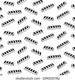 Hand drawn vector illustration of crinkle cut fries pattern pattern.Black and white. Cartoon style.