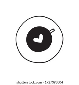 Hand drawn vector illustration - cup of coffee - in doodle style. Isolated on white background. Line sign rest, work at home, comfort, education, stay home, heart.