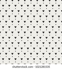 Hand drawn vector illustration with cute hearts. Geometric Seamless Pattern.