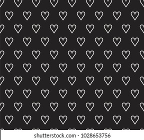 Hand drawn vector illustration with cute hearts. Geometric Seamless Pattern.