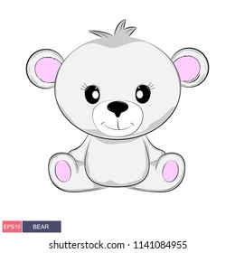 Hand drawn vector illustration of a cute funny bear. Isolated objects on white background. Design concept for children t-shirt.