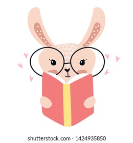 hand drawn vector illustration of cute romantic bunny girl, can be used for kid's or baby's shirt design, fashion print design.