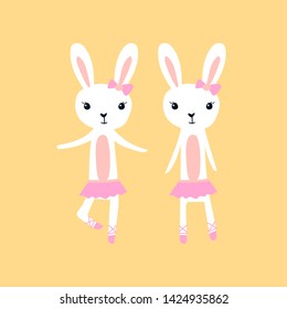 hand drawn vector illustration of cute romantic bunny girl, can be used for kid's or baby's shirt design, fashion print design.