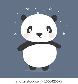Hand drawn vector illustration of a cute funny panda.