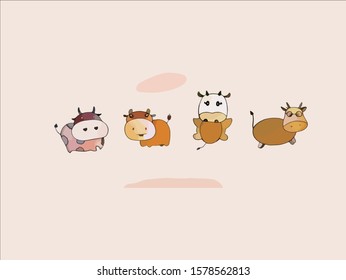 Hand drawn vector illustration of cute calf