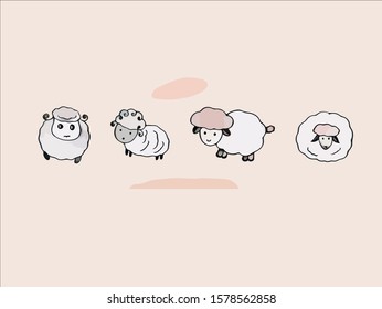 Hand drawn vector illustration of cute sheep