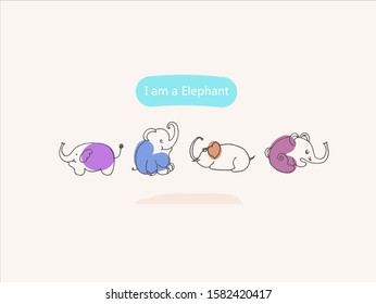 Hand drawn vector illustration of cute elephant