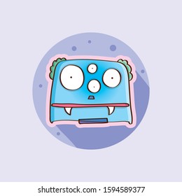 hand drawn vector illustration of cute monster