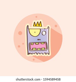 hand drawn vector illustration of cute monster