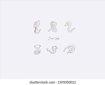 Hand drawn vector illustration of cute snake, simple line-drawing snake,snake cartoon 