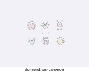 Hand drawn vector illustration of cute spider, simple line-drawing spider,bellied spider,Spider web, spider cartoon