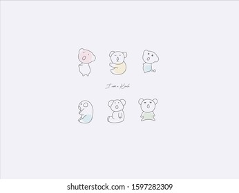 Hand drawn vector illustration of cute Koala, simple line-drawing Koala